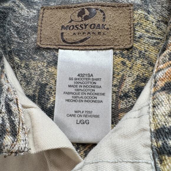 Mossy Oak Khaki Hunting Shirt Camo Quilted Shooting Patch Cotton Men L Gorpcore - Picture 13 of 16